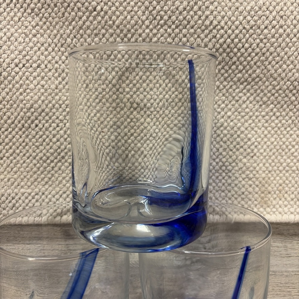 Libbey Blue Ribbon Impression Glasses Dimple Colbalt Blue Swirl x 6 (c8) - Picture 3 of 7